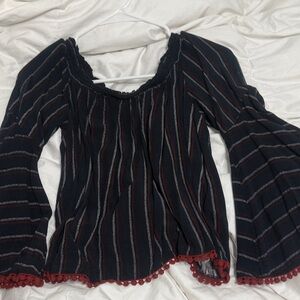 Shyanne Black and Red Striped Blouse